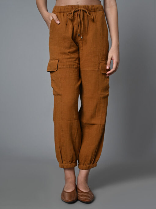 Women's Mustard Cotton Jogger Pant - Image 2