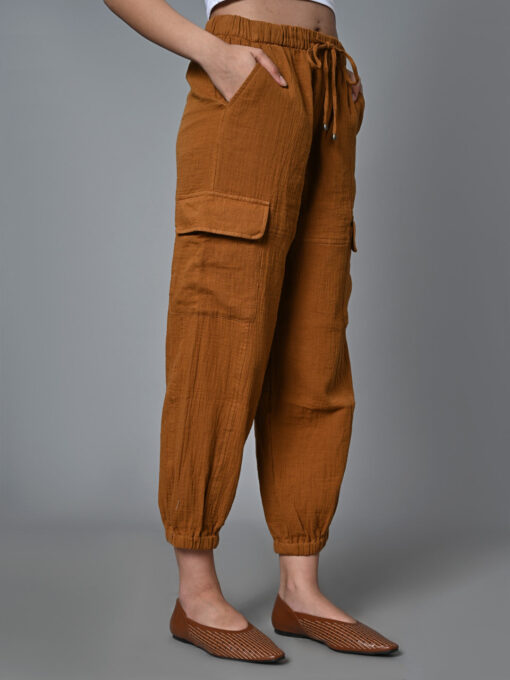 Women's Mustard Cotton Jogger Pant - Image 4