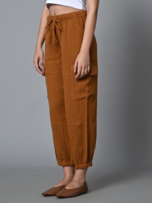 Women's Mustard Cotton Jogger Pant - Image 3