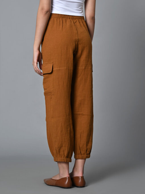 Women's Mustard Cotton Jogger Pant - Image 5