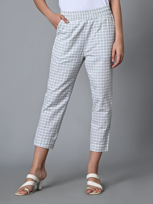 Women's White Cotton Linen Regular Fit Pant - Image 2