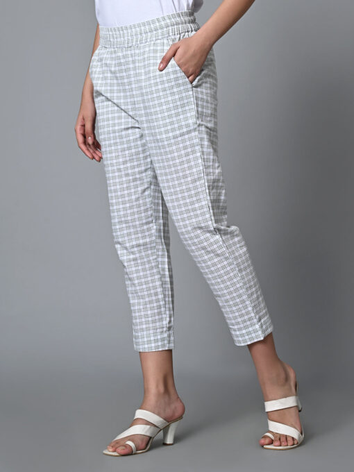 Women's White Cotton Linen Regular Fit Pant - Image 3