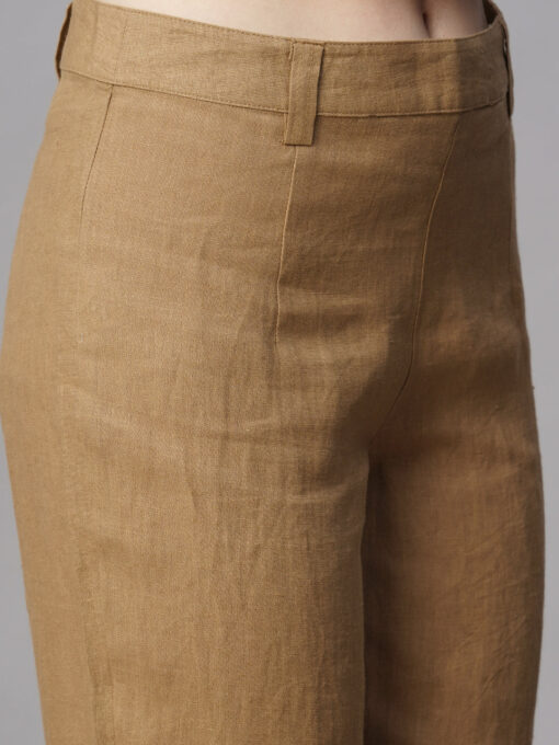 Women's Khaki Linen Regular Fit Pant - Image 6