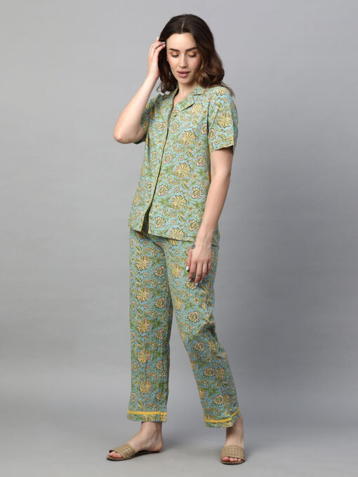 Women's Multi Cotton Regular Fit Pyjama Suit - Image 3