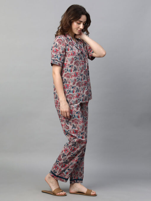 Women's Pink Cotton Regular Fit Pyjama Suit - Image 4