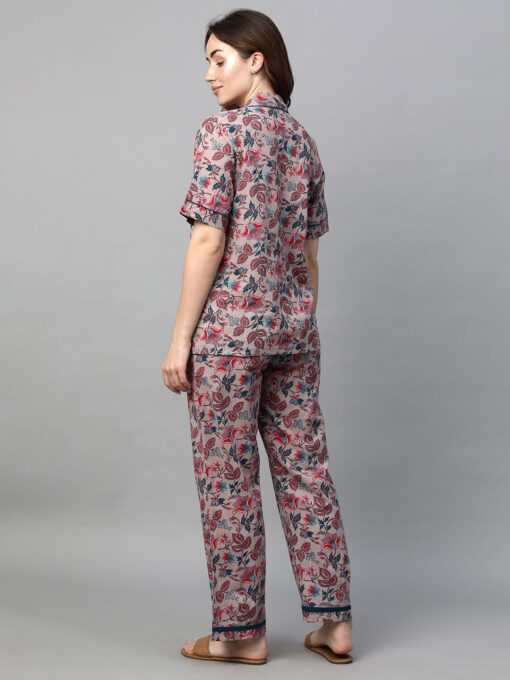 Women's Pink Cotton Regular Fit Pyjama Suit - Image 5