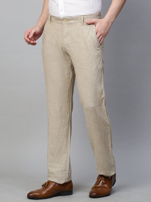 Men's Natural 100% Linen Regular Fit Pant - Image 3