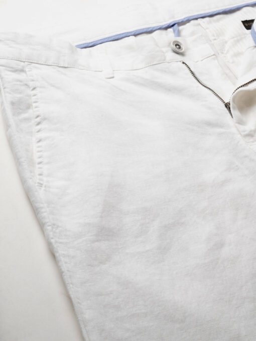 Men's White 100% Linen Regular Fit Pant - Image 7