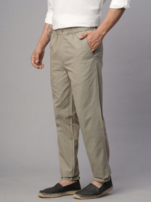 Men's Khaki Cotton Regular Fit Pant - Image 3