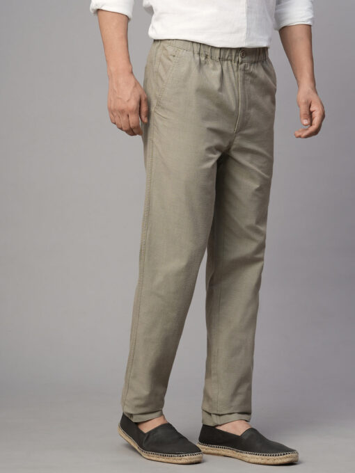 Men's Khaki Cotton Regular Fit Pant - Image 4