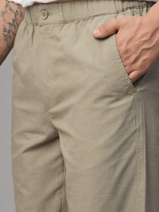 Men's Khaki Cotton Regular Fit Pant - Image 6