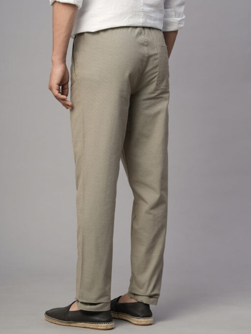 Men's Khaki Cotton Regular Fit Pant - Image 5