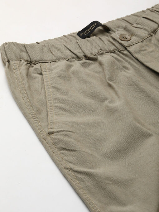 Men's Khaki Cotton Regular Fit Pant - Image 7