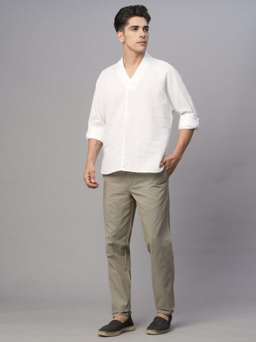 Men's Khaki Cotton Regular Fit Pant