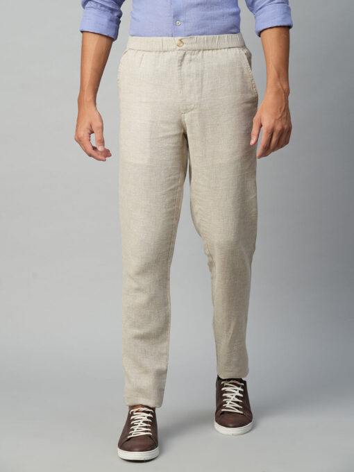 Men's Natural Cotton Linen Regular Fit Draw String Pant - Image 2