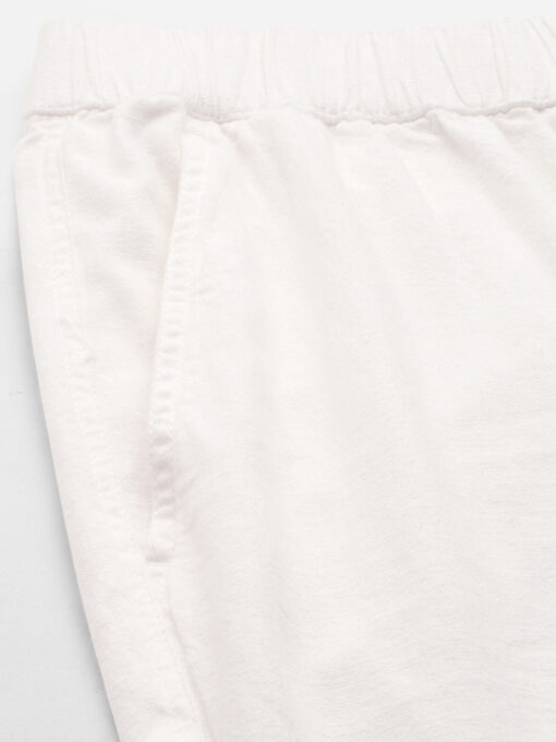 Men's White Cotton Linen Regular Fit Draw String Pant - Image 7