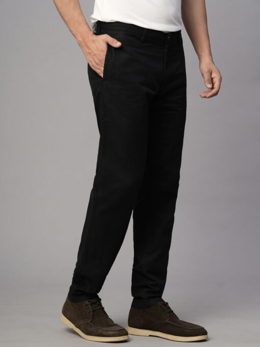 Men's Black Cotton Linen Slim Fit Pant - Image 4