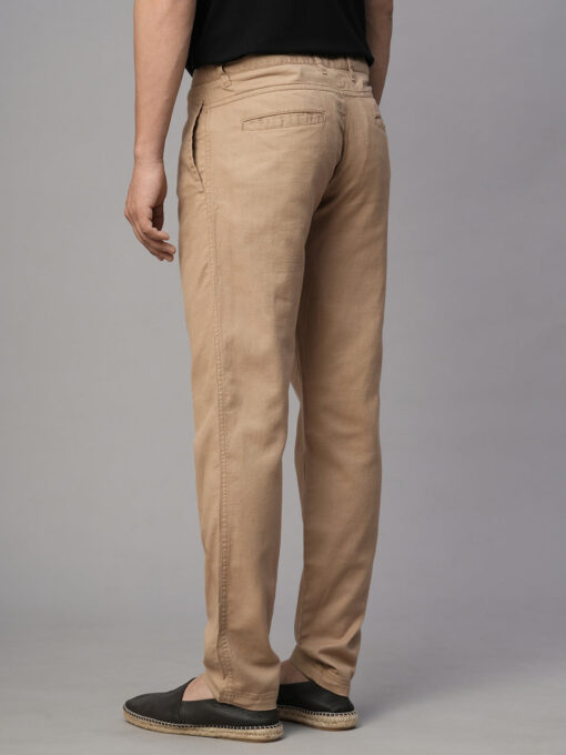 Men's Khaki Cotton Linen Slim Fit Pant - Image 5