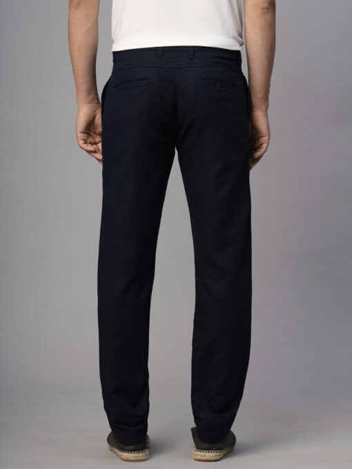 Men's Navy Cotton Linen Slim Fit Pant - Image 5