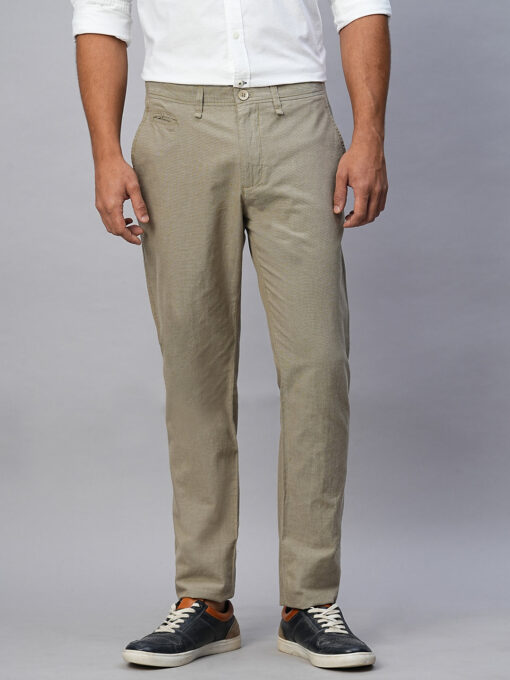 Men's Khaki Cotton Slim Fit Pant - Image 2