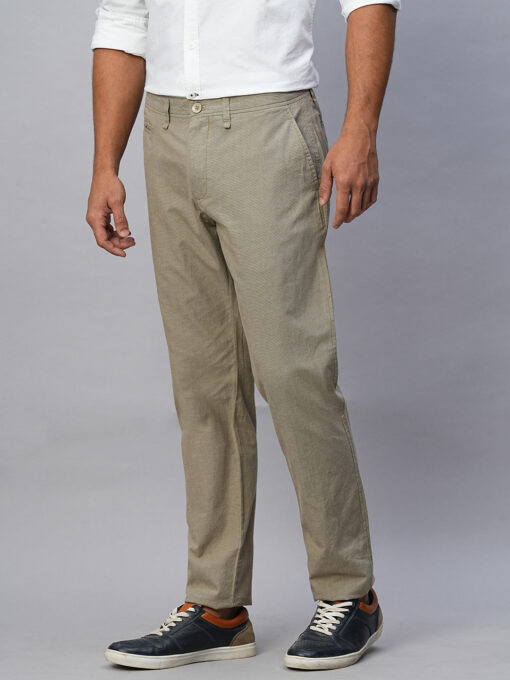 Men's Khaki Cotton Slim Fit Pant - Image 3