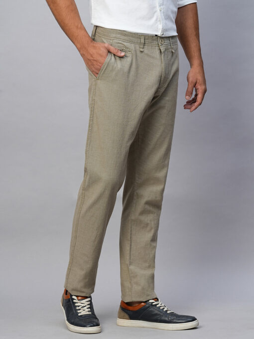 Men's Khaki Cotton Slim Fit Pant - Image 4