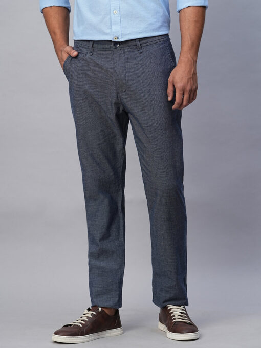 Men's Navy Cotton Slim Fit Pant - Image 2