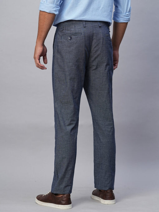 Men's Navy Cotton Slim Fit Pant - Image 5