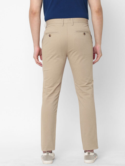 Men's Khaki Cotton Lycra Slim Fit Pant - Image 4