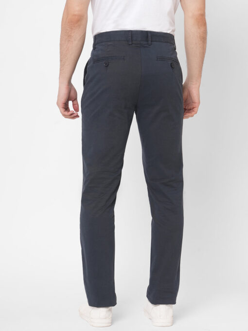 Men's Navy Cotton Lycra Slim Fit Pant - Image 4