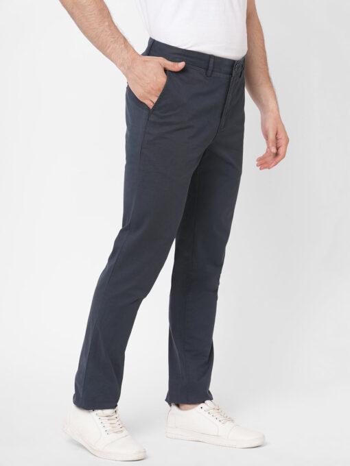 Men's Navy Cotton Lycra Slim Fit Pant - Image 3