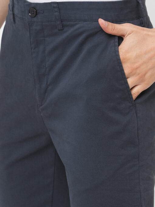 Men's Navy Cotton Lycra Slim Fit Pant - Image 6