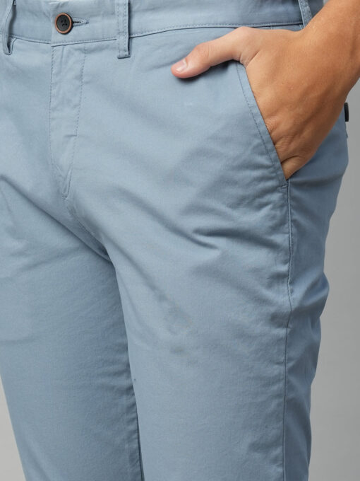 Men's Greyish Blue Cotton Lycra  Slim Fit Pant - Image 6