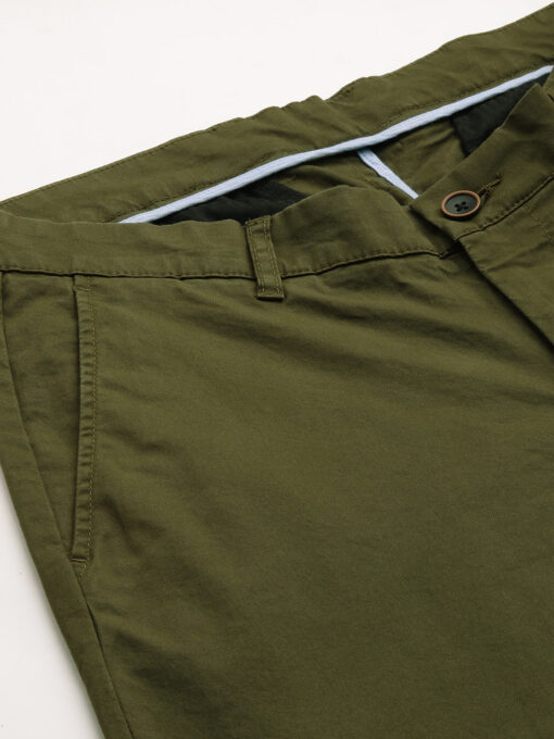 Men's Olive Cotton Lycra Slim Fit Pant - Image 7