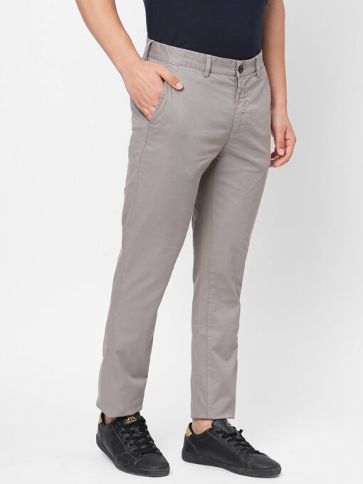 Men's Grey Cotton Lycra Slim Fit Pant - Image 3