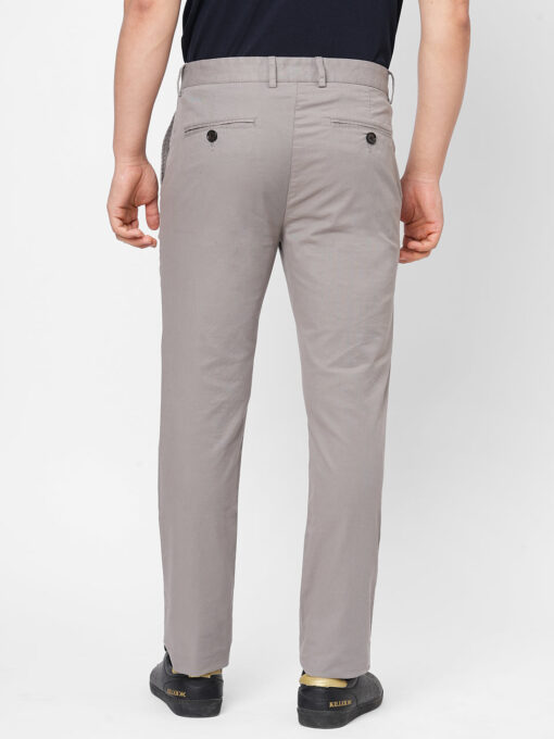 Men's Grey Cotton Lycra Slim Fit Pant - Image 4