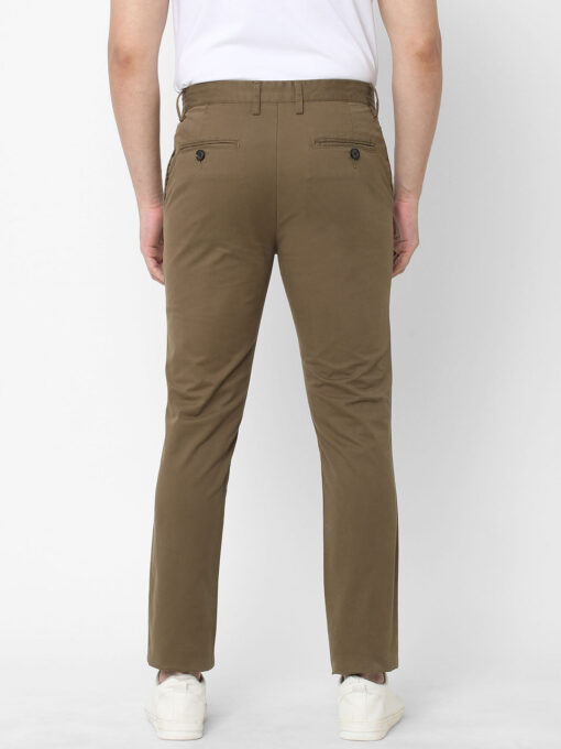 Men's Lt Brown Cotton Lycra Slim Fit Pant - Image 5