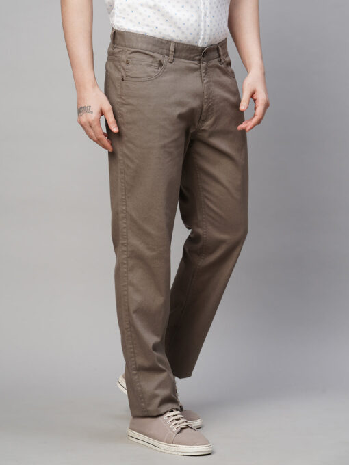 Men's Olive Cotton Lycra Slim Fit Pant - Image 4