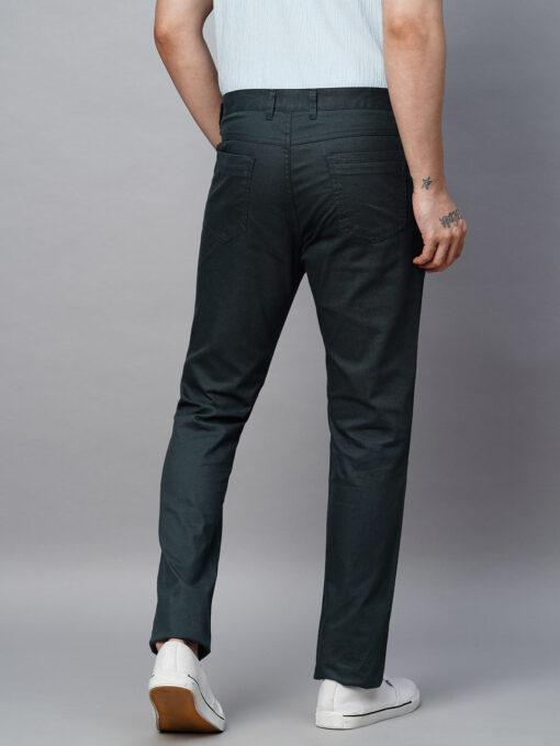 Men's Dk Blue Cotton Lycra  Slim Fit Pant - Image 5