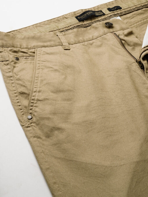 Men's Khaki Cotton Lycra Slim Fit Pant - Image 7