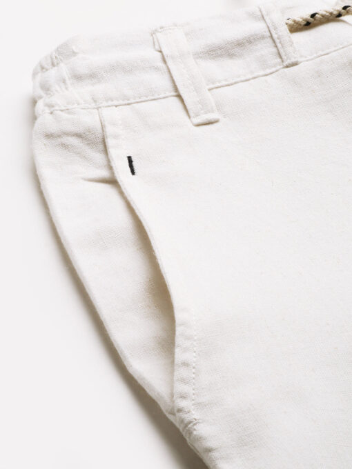 Men's White Linen Viscose Regular Fit Pant - Image 7