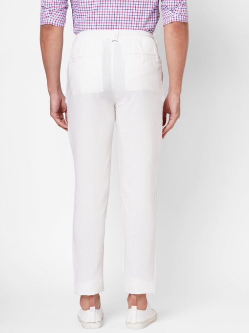 Men's White Linen Viscose Regular Fit Pant - Image 5