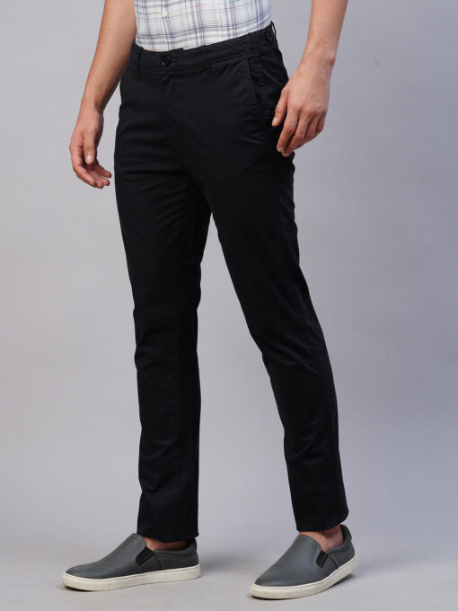 Men's Navy Cotton Lycra Slim Fit Pant - Image 3