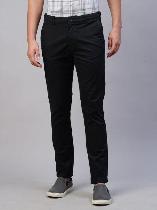 Men's Navy Cotton Lycra Slim Fit Pant - Image 2