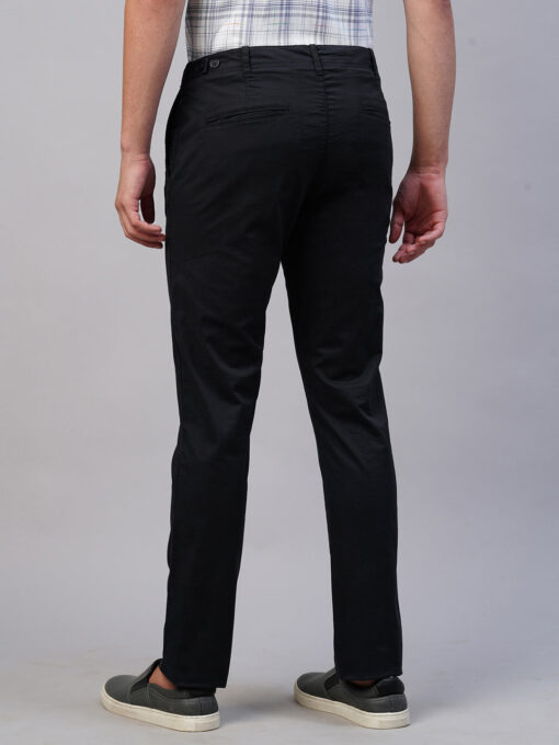 Men's Navy Cotton Lycra Slim Fit Pant - Image 5