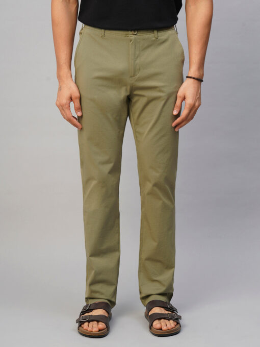 Men's 4 Way Stretch Olive Slim Fit Pants - Image 2