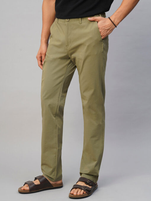 Men's 4 Way Stretch Olive Slim Fit Pants - Image 3