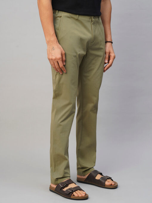 Men's 4 Way Stretch Olive Slim Fit Pants - Image 4