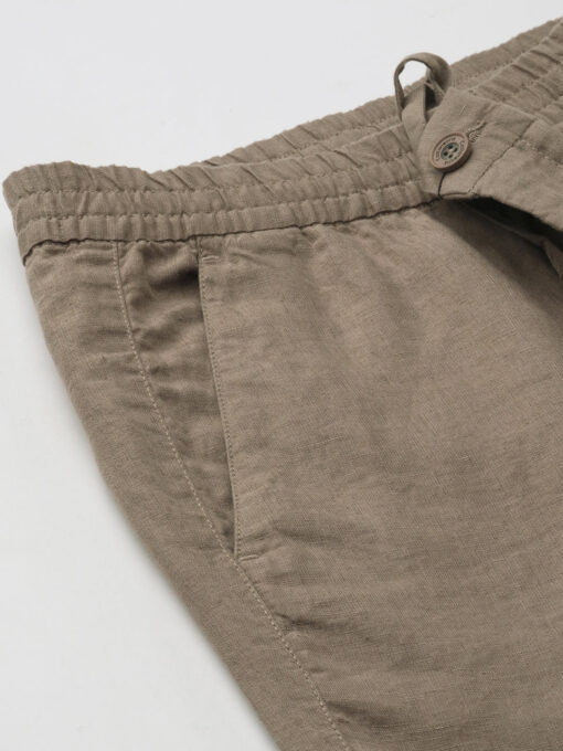 Men's Lt Brown 100% Linen Regular Fit Pant - Image 5