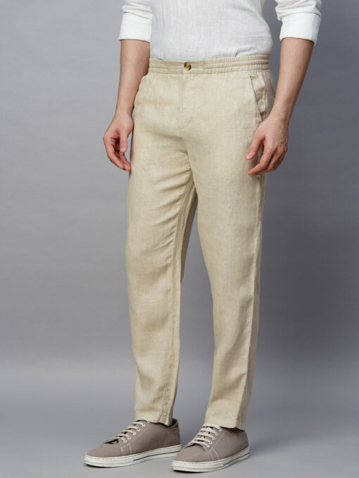 Men's Natural 100% Linen Regular Fit Pant - Image 3